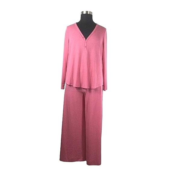Athleta Wind Down Sleep Waffle Knit Pajama Set in Pink Plus Size Nwot - Picture 1 of 12